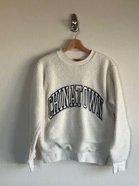 Chinatown Market White Sherpa Crewneck Size Small
